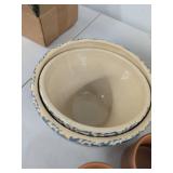 Field & Stream Mugs with Spongeware Mixing Bowls Pottery Lot