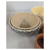 Field & Stream Mugs with Spongeware Mixing Bowls Pottery Lot