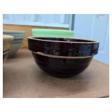 Vintage Mixing Bowls Stoneware & Green Glass Assorted Kitchen Lot