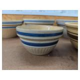 Vintage Mixing Bowls Stoneware & Green Glass Assorted Kitchen Lot