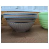 Vintage Mixing Bowls Stoneware & Green Glass Assorted Kitchen Lot