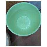Vintage Mixing Bowls Stoneware & Green Glass Assorted Kitchen Lot