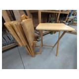 4-Piece Folding Wood TV Tray Table Set with Matching Storage Stand