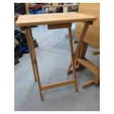 4-Piece Folding Wood TV Tray Table Set with Matching Storage Stand