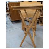 4-Piece Folding Wood TV Tray Table Set with Matching Storage Stand