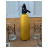 2 Gingers Irish Whiskey Highball Glasses & Yellow Soda Siphon Set