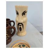 Vintage Tiki Barware Lot Ceramic Mugs Hawaii Coasters Figural Vase