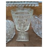 Vintage Clear Pressed Cut Glass Bowl Candy Dish Goblets Cake Stand