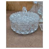 Vintage Clear Pressed Cut Glass Bowl Candy Dish Goblets Cake Stand