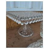 Vintage Clear Pressed Cut Glass Bowl Candy Dish Goblets Cake Stand