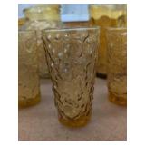 Vintage Amber Glass Beverage Set Textured Tumblers & Pitchers