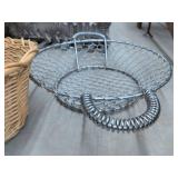 Lot of Assorted Decorative Baskets Crates Planter & Wood Shelf