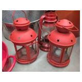 Lot of Assorted Metal Decor Tubs Trays and Lanterns Colorful Set