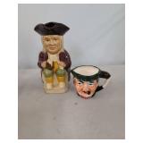 Vintage Toby Jug Pitcher & Character Face Creamer Ceramic Set