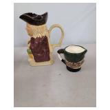 Vintage Toby Jug Pitcher & Character Face Creamer Ceramic Set