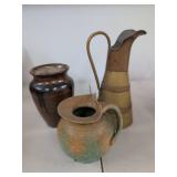 Vintage Decorative Pottery & Brass Ewer Art Pottery Group
