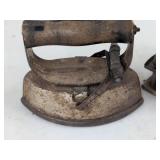 Pair of Antique Electric Flat Irons Wood Handles Manning Bowman No. 550