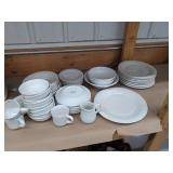 Gibson Housewares White Embossed Dinnerware Set Plates Bowls Mugs