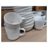 Gibson Housewares White Embossed Dinnerware Set Plates Bowls Mugs