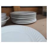 Gibson Housewares White Embossed Dinnerware Set Plates Bowls Mugs