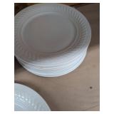 Gibson Housewares White Embossed Dinnerware Set Plates Bowls Mugs