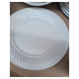Gibson Housewares White Embossed Dinnerware Set Plates Bowls Mugs