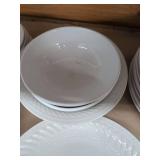 Gibson Housewares White Embossed Dinnerware Set Plates Bowls Mugs