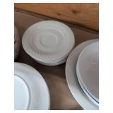 Gibson Housewares White Embossed Dinnerware Set Plates Bowls Mugs