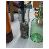 Lot of Rustic Decorative Vase Bottle & Metal Accent Home Decor
