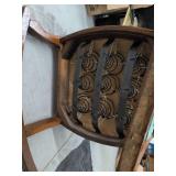 Antique Oak Mission Style Rocking Chair with Upholstered Spring Seat