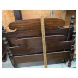 Vintage Dark Wood Twin Bed Frame Headboard Footboard Rails Turned Posts