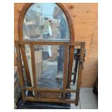 Antique Oak Tilting Vanity Mirror Oval Frame Arts & Crafts Stand