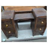 Vintage Wood Vanity Dressing Table w Mirror Art Deco Style See Photos