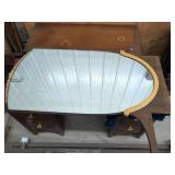 Vintage Wood Vanity Dressing Table w Mirror Art Deco Style See Photos