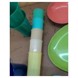 Vintage Mid-Century Melamine Dinnerware Lot Bowls Cups Platter Plates