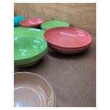 Vintage Mid-Century Melamine Dinnerware Lot Bowls Cups Platter Plates