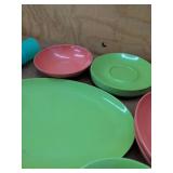Vintage Mid-Century Melamine Dinnerware Lot Bowls Cups Platter Plates