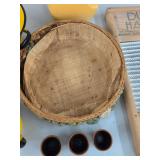 Lot of Vintage Kitchenware Enamelware Washboard Fiesta-Style Pitcher