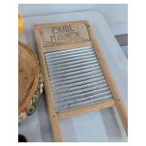 Lot of Vintage Kitchenware Enamelware Washboard Fiesta-Style Pitcher