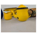 Lot of Vintage Kitchenware Enamelware Washboard Fiesta-Style Pitcher