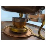 Vintage Copper Brass Chafing Dish Warmer Set Wood Handle Burner