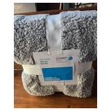 Gray Plush Sherpa Throw