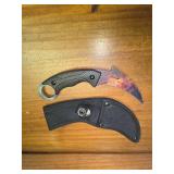 Tactical Karambit Knife With Starry Print and Sheath