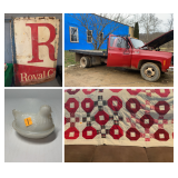 Chevrolet Custom 30, Wooden Curio Cabinet and Vintage Vinyl Records  