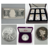 Ten Ounce Silver Bars, Silver Eagles, Uncirculated Mint Sets