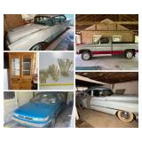 GMC Truck, Cadillac, Oldsmobile, Antique Furniture, Glassware 