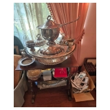 Antique Revolving Super Dish ]- Soup Toureen, Laddle, and dishes,  Silver Plated. Statement Maker 