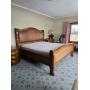 Beautiful King Size Ralph Lauren Wood and Leather High quality Bed