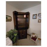 Ethan Allen Dark Stained Corner Hutch , 78"T,  19" from wall