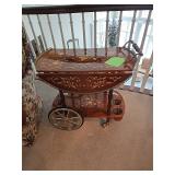 Vtg Italian Marquetry Burled wood Beverage Cart $425.00